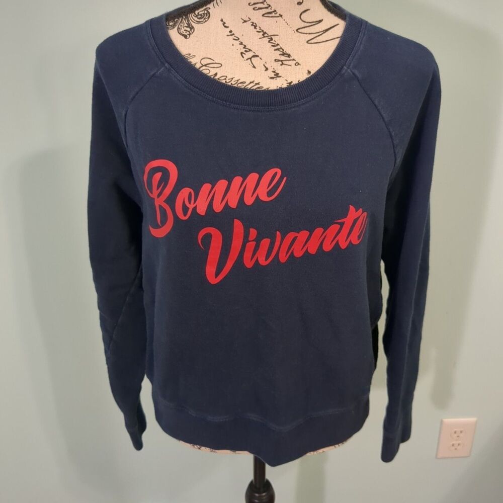 J. Crew Women's "Bonne Vivante" Graphic Sweatshirt - Navy - medium
